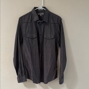 Express Gray Button-Up Shirt